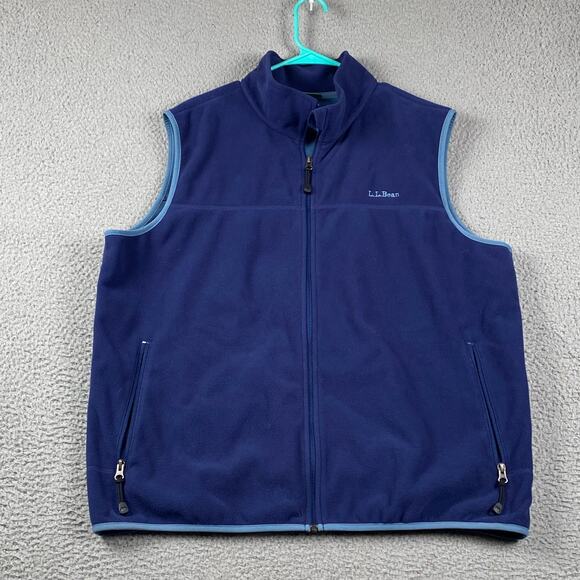 L.L. Bean Full Zip Fleece Sweater Vest Men's XL Blue Outdoors Hiking Cabincore - Picture 1 of 9